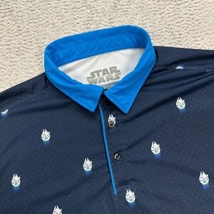 RSVLTS Brkfst Star Wars Men's Blue All-Day Polo Golf Shirt - XL FLAW